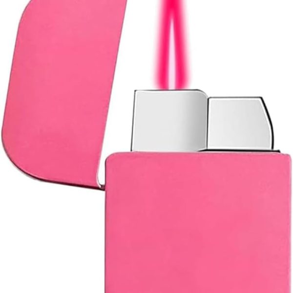 Torch Lighter, Pink Flame Lighter, Cute Pink Glitter Torch Windproof Cool Lighter, Metal Refillable Butane Lighter, Outdoor, Indoor, Camping, Candle, Birthday, Gift (Without Butane)