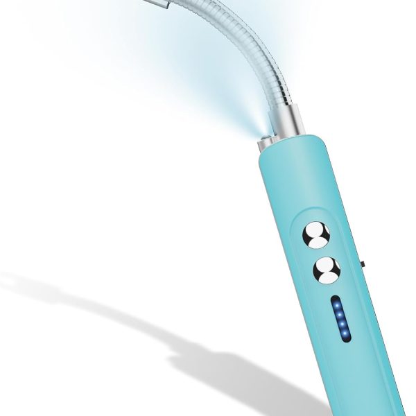 Electric Lighter,Candle Lighters with Flashlight,Windproof & Flameless,Type-C Rechargeable with Safety Switch for BBQ,Grill,Camping,Fireplace,Stove (Blue)
