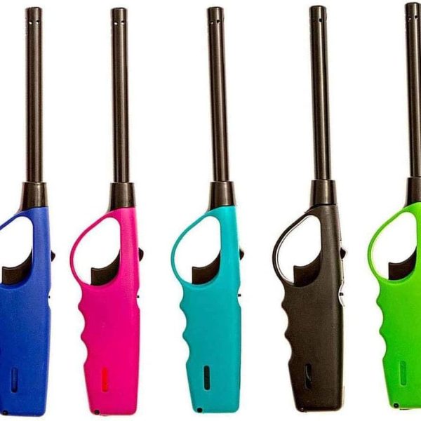 Long Lighters Pack, 5 Pack of Butane Refillable Fire Lighters, Ideal as Multipurpose Utility Lighters BBQ Lighters Grill Lighters Kitchen Lighters, Multicolor, Large
