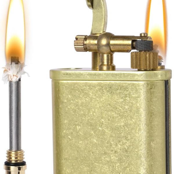 Vintage Trench Lighter, Permanent Match, Cool Pipe Lighter, Unique Brass Lighters, Antique Kerosene Lighters Fluid Refillable, Reusable Waterproof Forever Matches, Classic Gift for Men